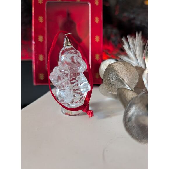 Wallace Lead Crystal Santa Ornament 24% Lead Glass Taiwan 1990s Vintage Holiday - Picture 4 of 9